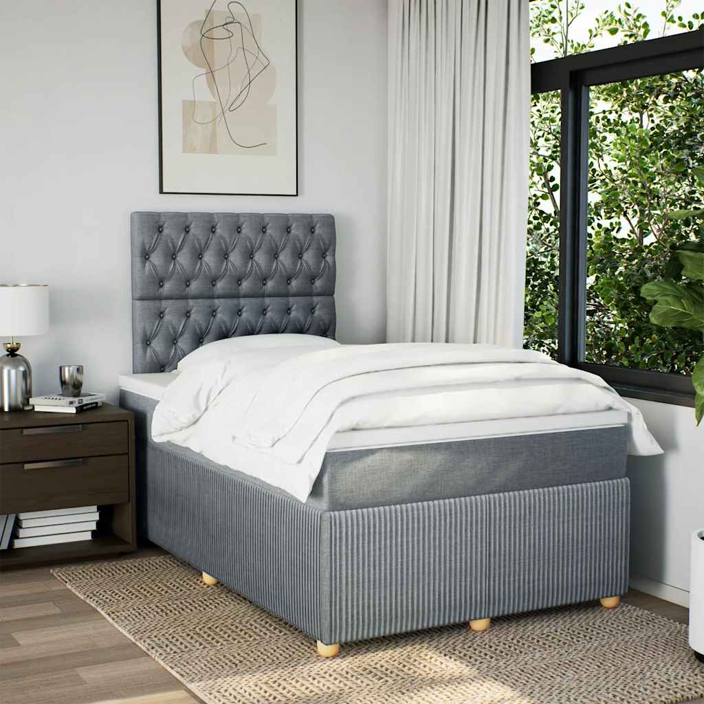 Boxspringbett mit Matratze Hellgrau 120x190 cm Stoff