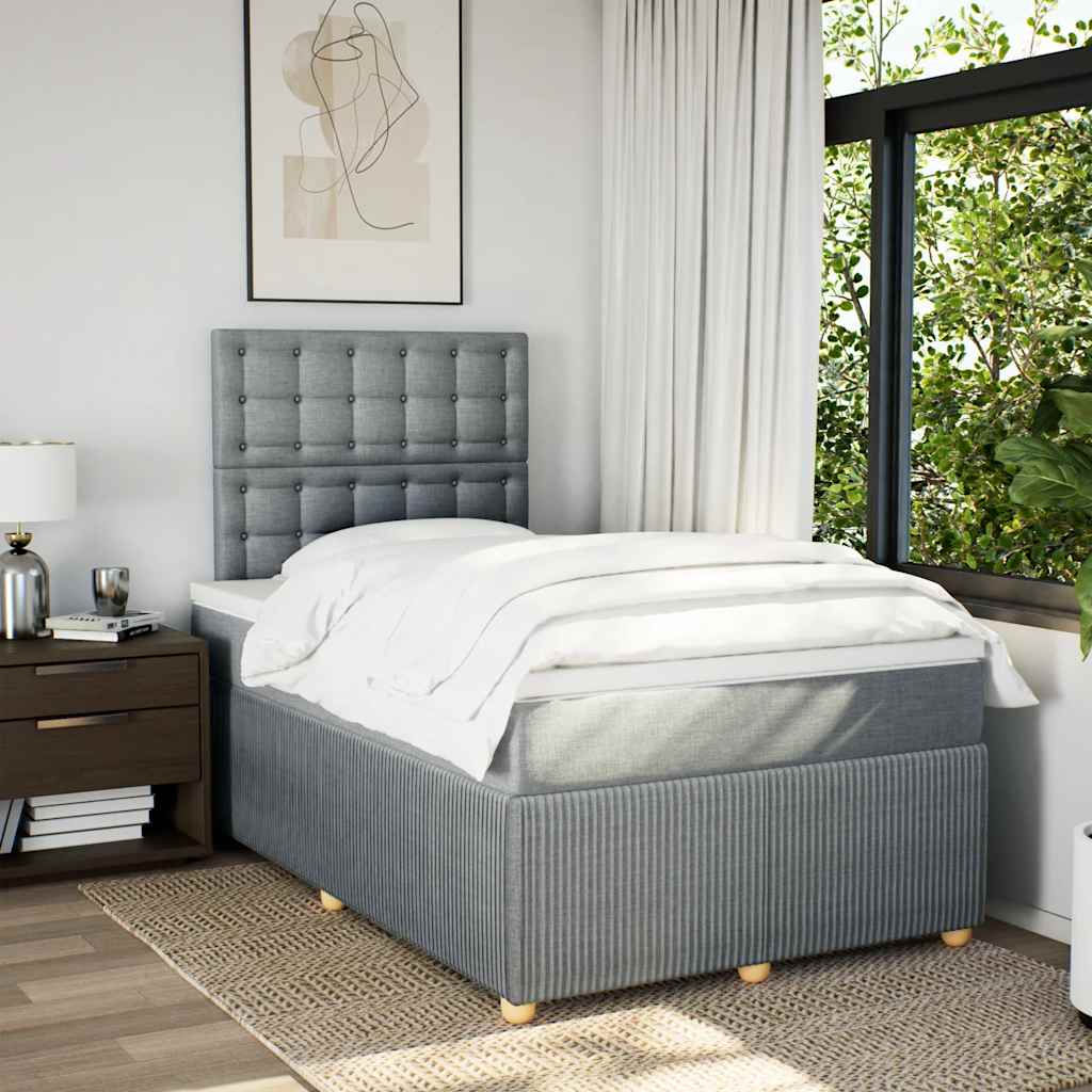Boxspringbett mit Matratze Hellgrau 120x190 cm Stoff