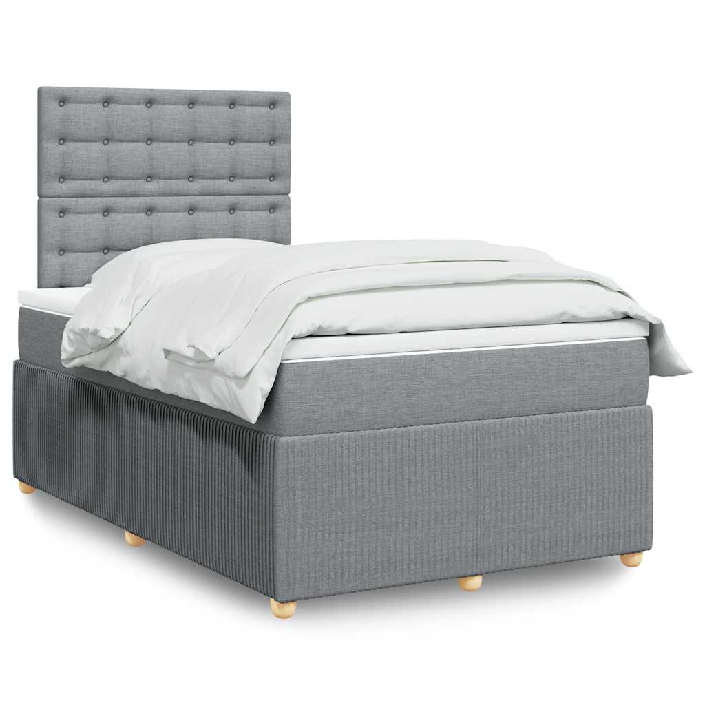 Boxspringbett mit Matratze Hellgrau 120x190 cm Stoff