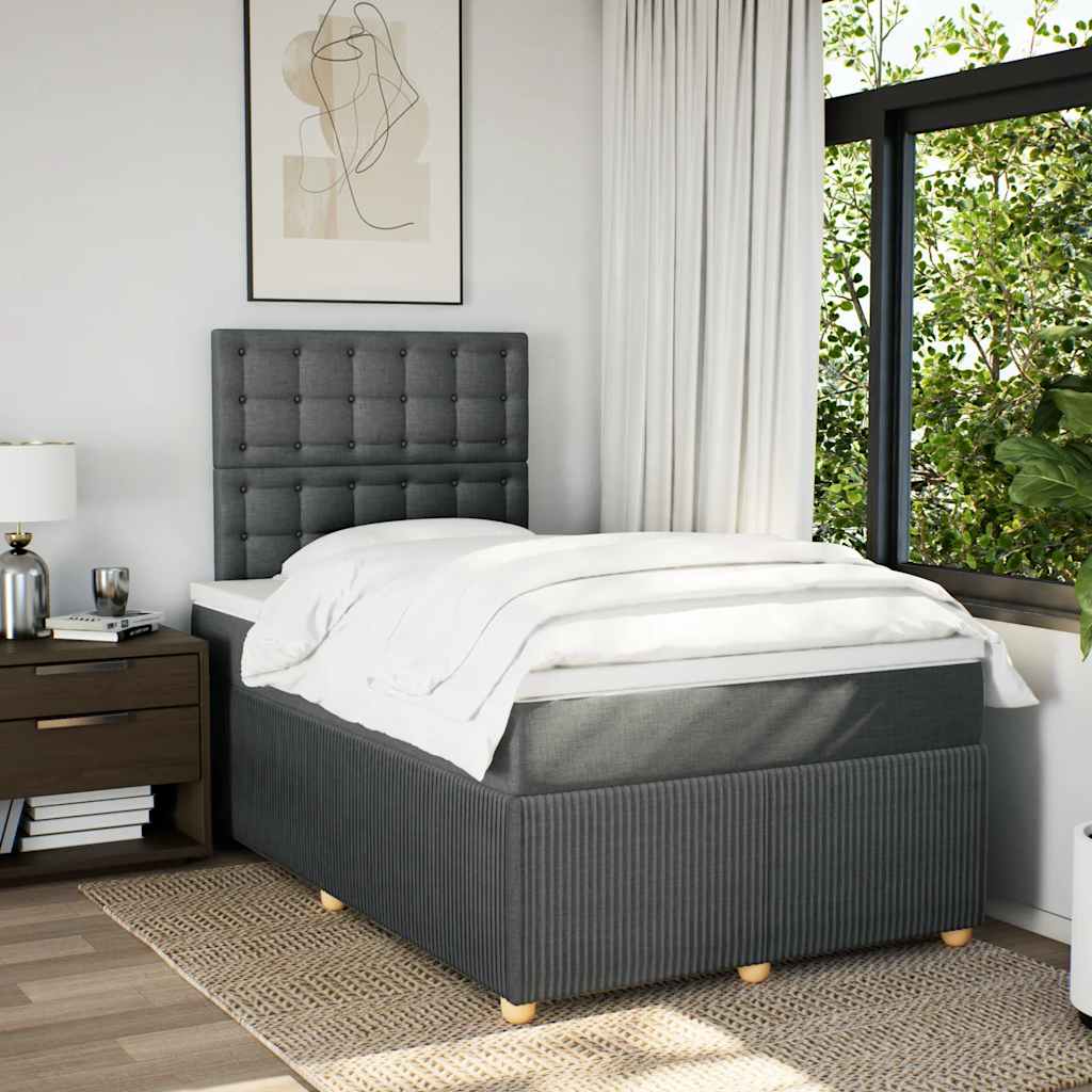 Boxspringbett mit Matratze Dunkelgrau 120x190 cm Stoff
