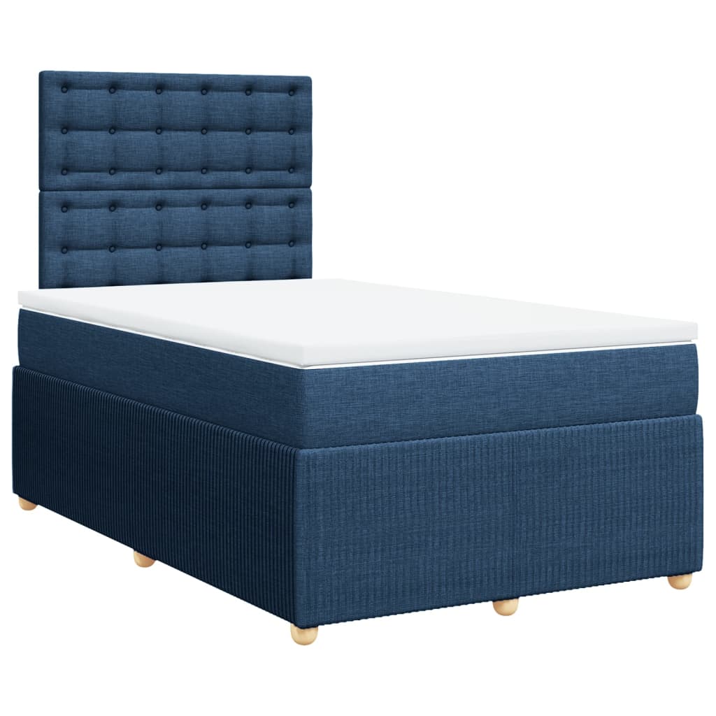 Boxspringbett mit Matratze Blau 120x190 cm Stoff