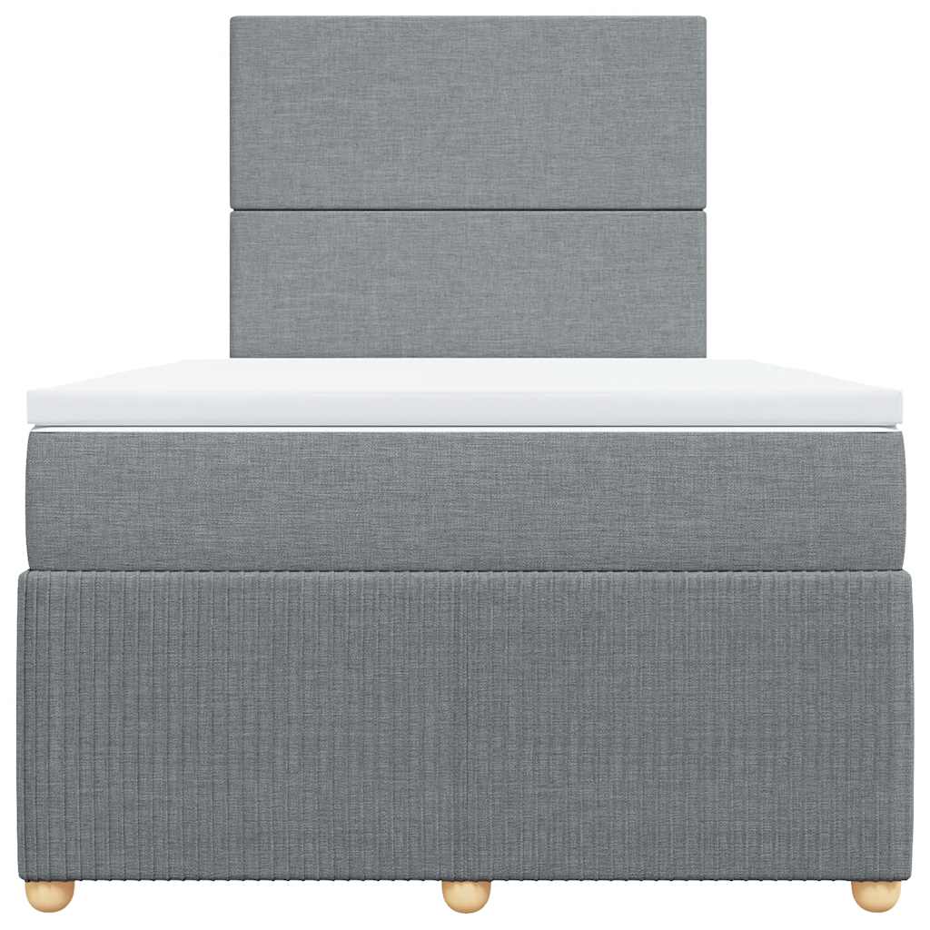 Boxspringbett mit Matratze Hellgrau 120x200 cm Stoff