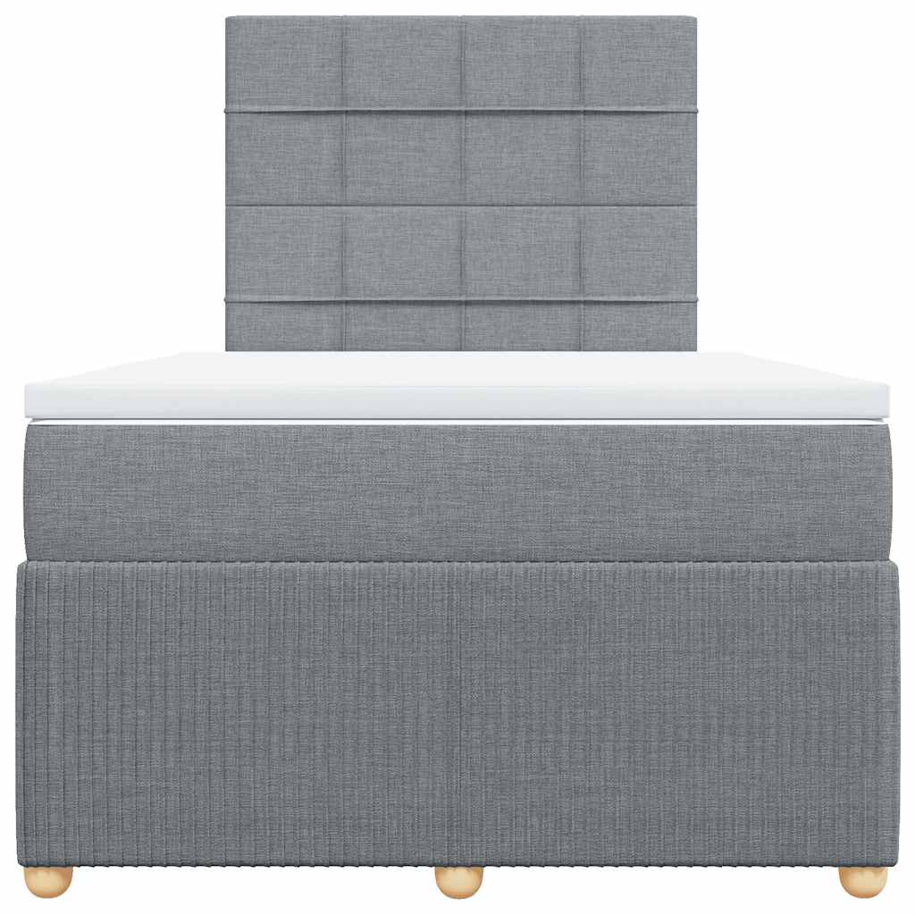 Boxspringbett mit Matratze Hellgrau 120x200 cm Stoff