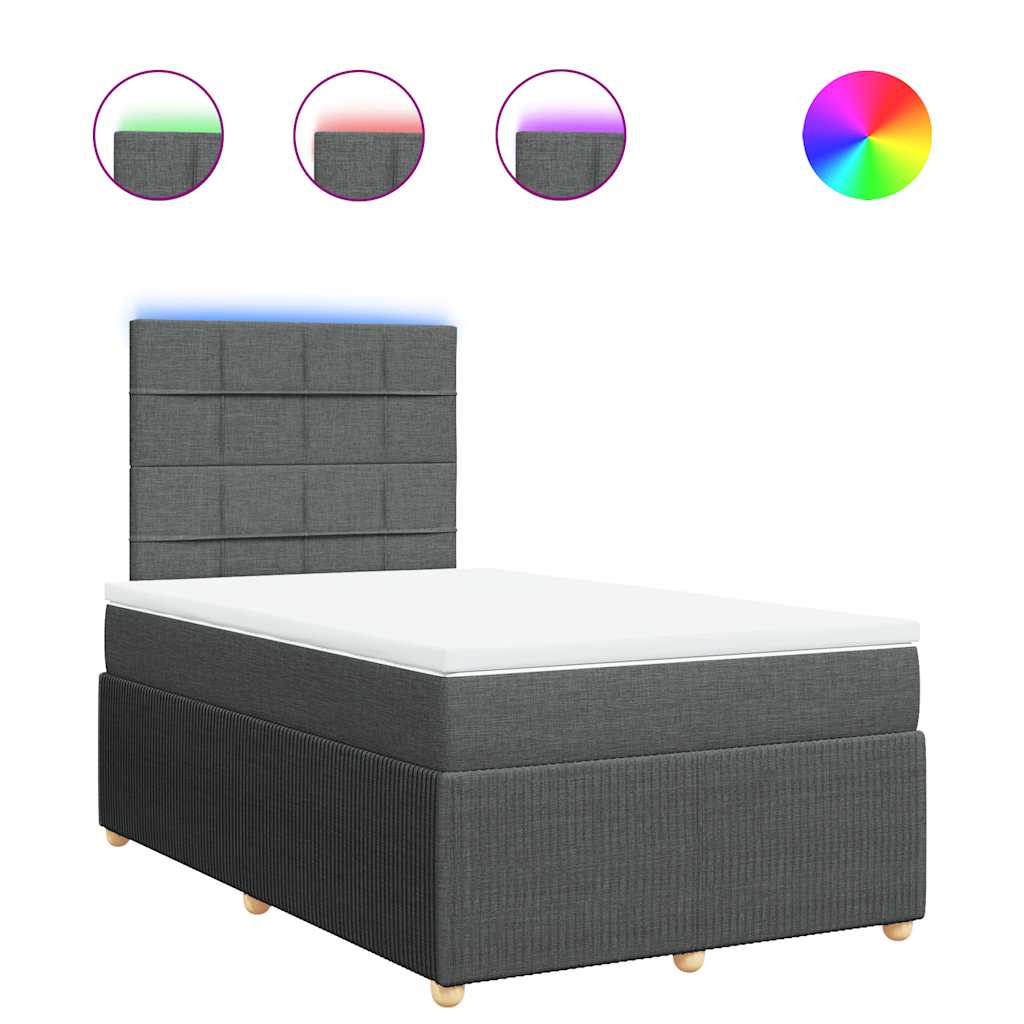Boxspringbett mit Matratze Dunkelgrau 120x200 cm Stoff