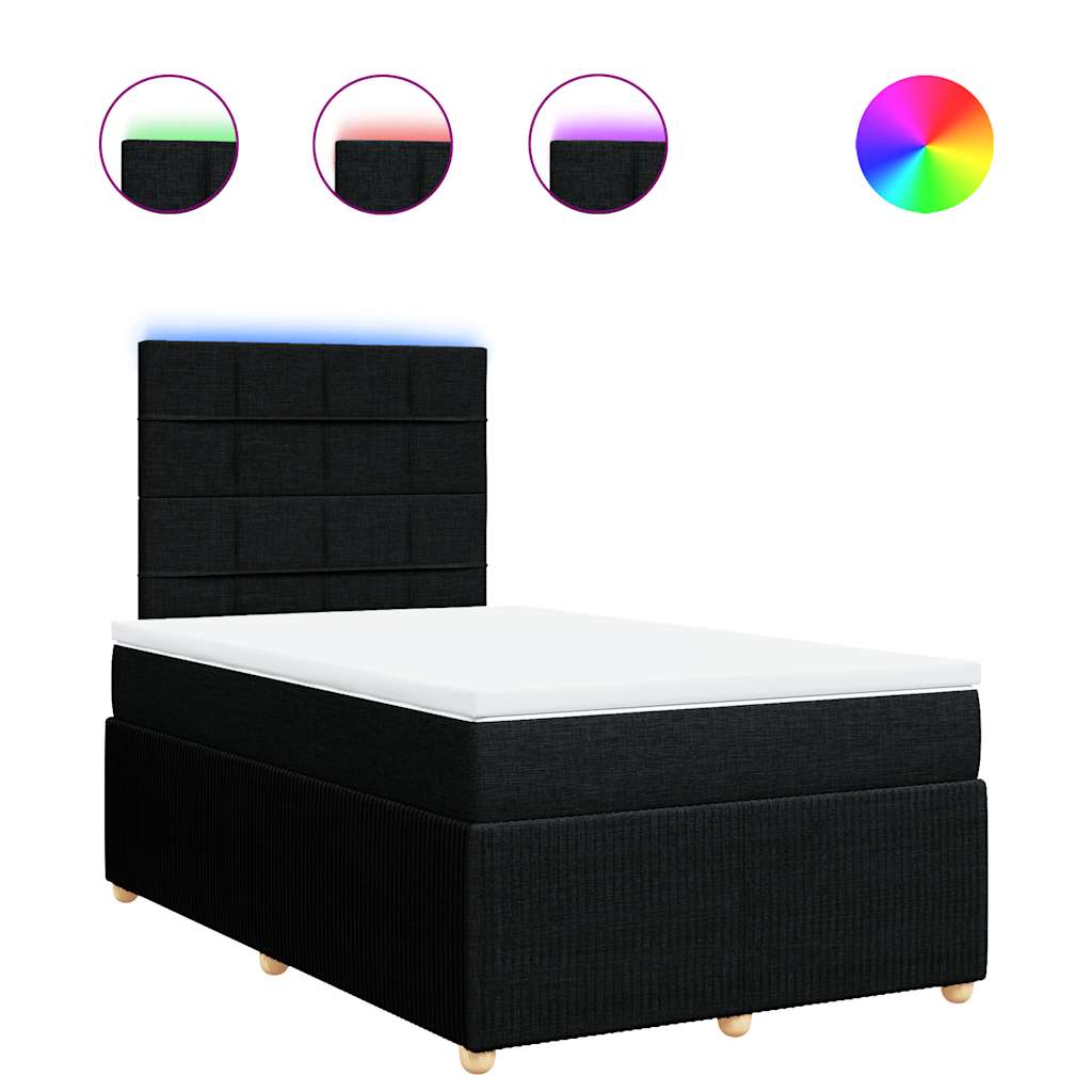 Boxspringbett mit Matratze Schwarz 120x200 cm Stoff