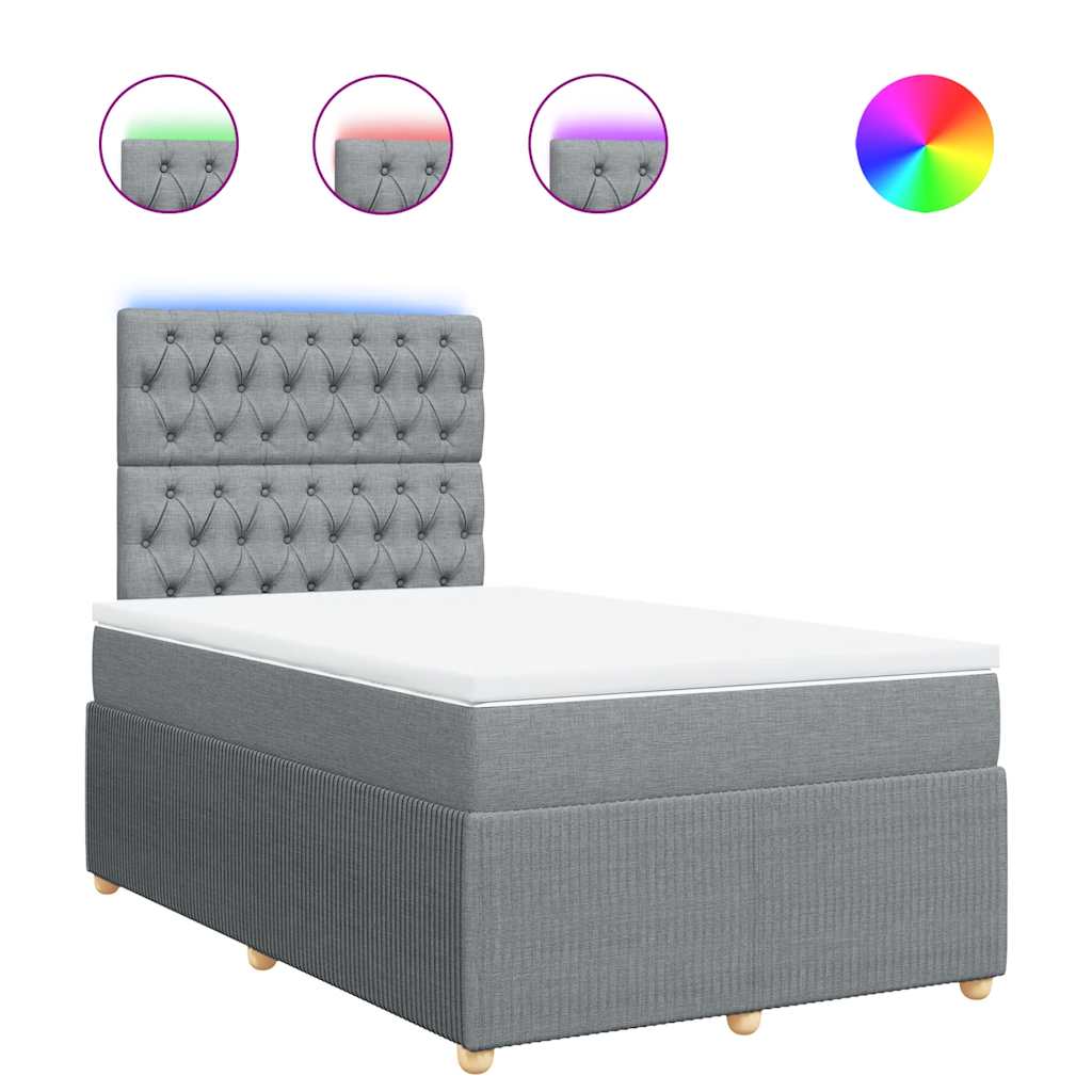 Boxspringbett mit Matratze Hellgrau 120x200 cm Stoff