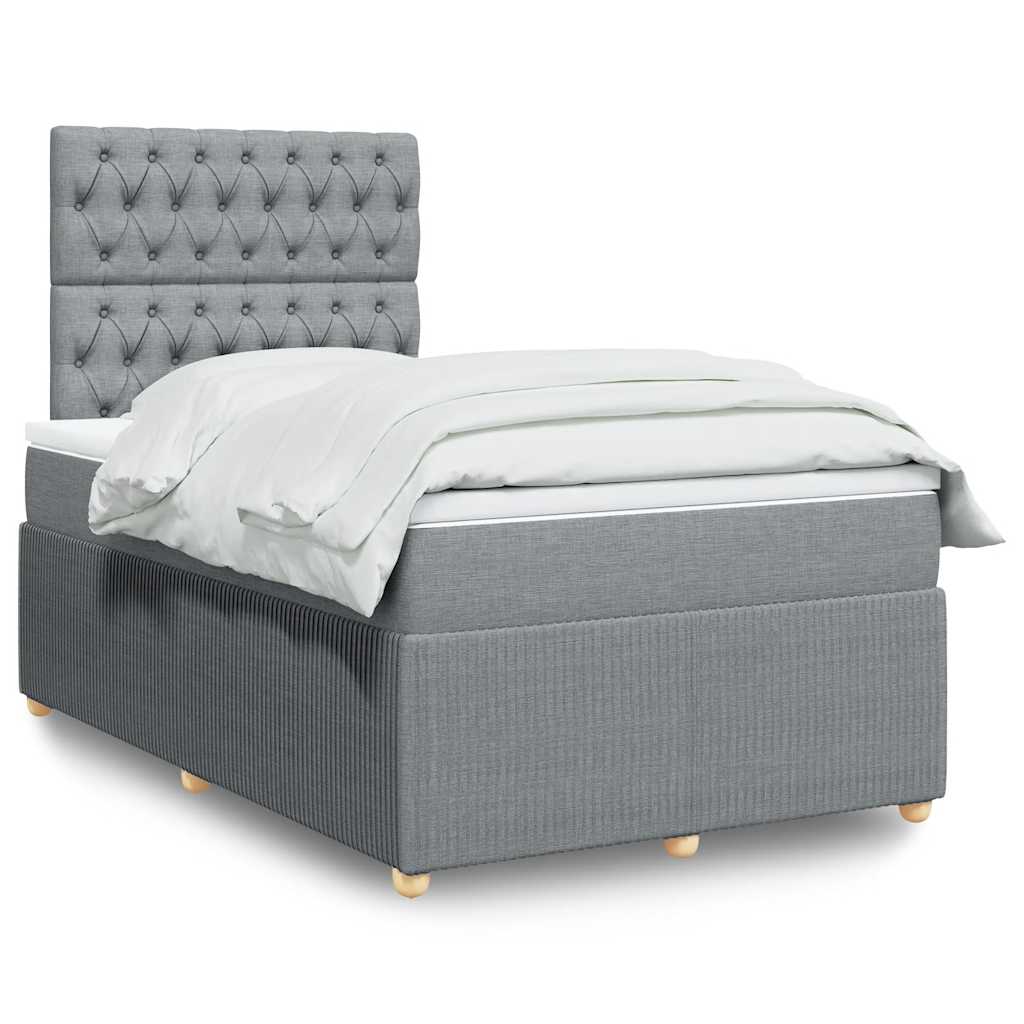 Boxspringbett mit Matratze Hellgrau 120x200 cm Stoff