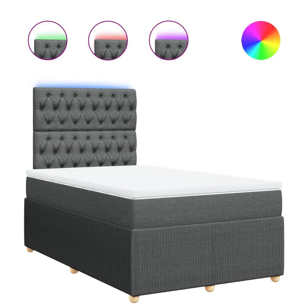 Boxspringbett mit Matratze Dunkelgrau 120x200 cm Stoff