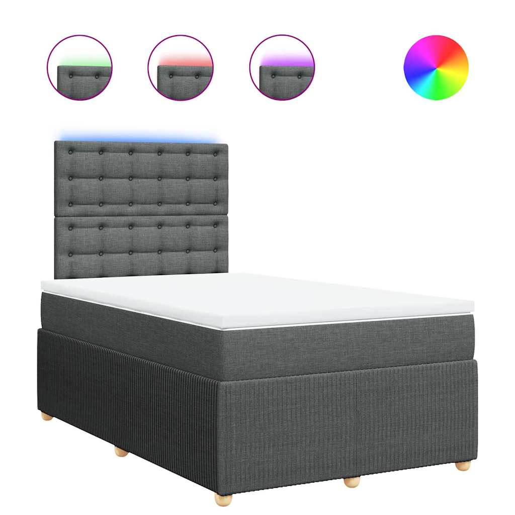 Boxspringbett mit Matratze Dunkelgrau 120x200 cm Stoff