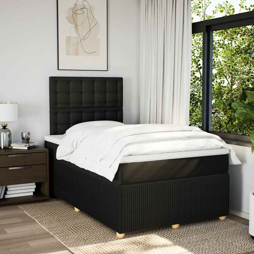 Boxspringbett mit Matratze Schwarz 120x200 cm Stoff