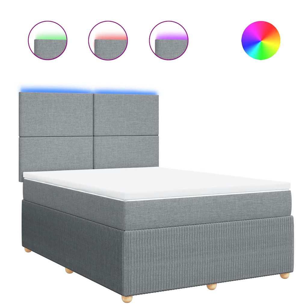 Boxspringbett mit Matratze Hellgrau 140x190 cm Stoff