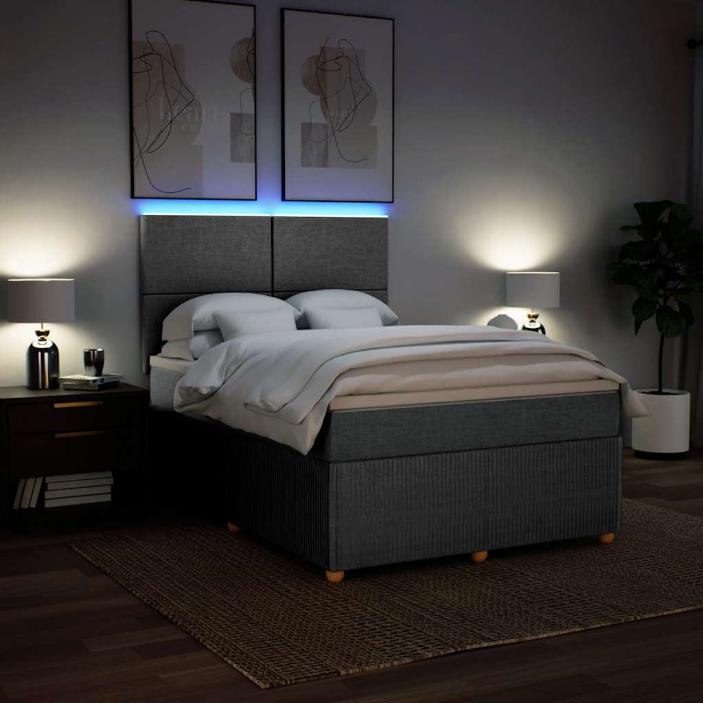 Boxspringbett mit Matratze Hellgrau 140x190 cm Stoff