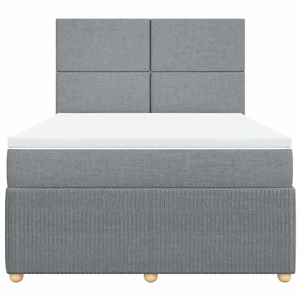 Boxspringbett mit Matratze Hellgrau 140x190 cm Stoff