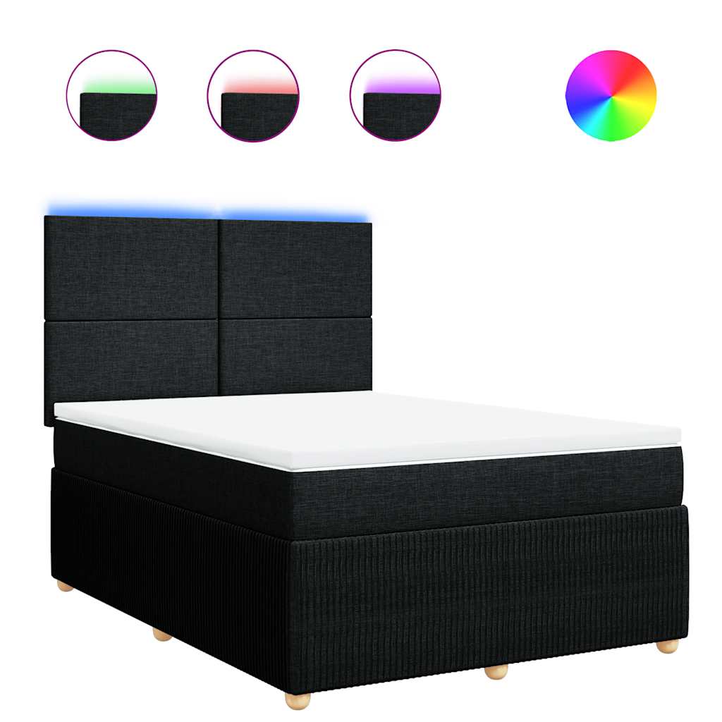 Boxspringbett mit Matratze Schwarz 140x190 cm Stoff