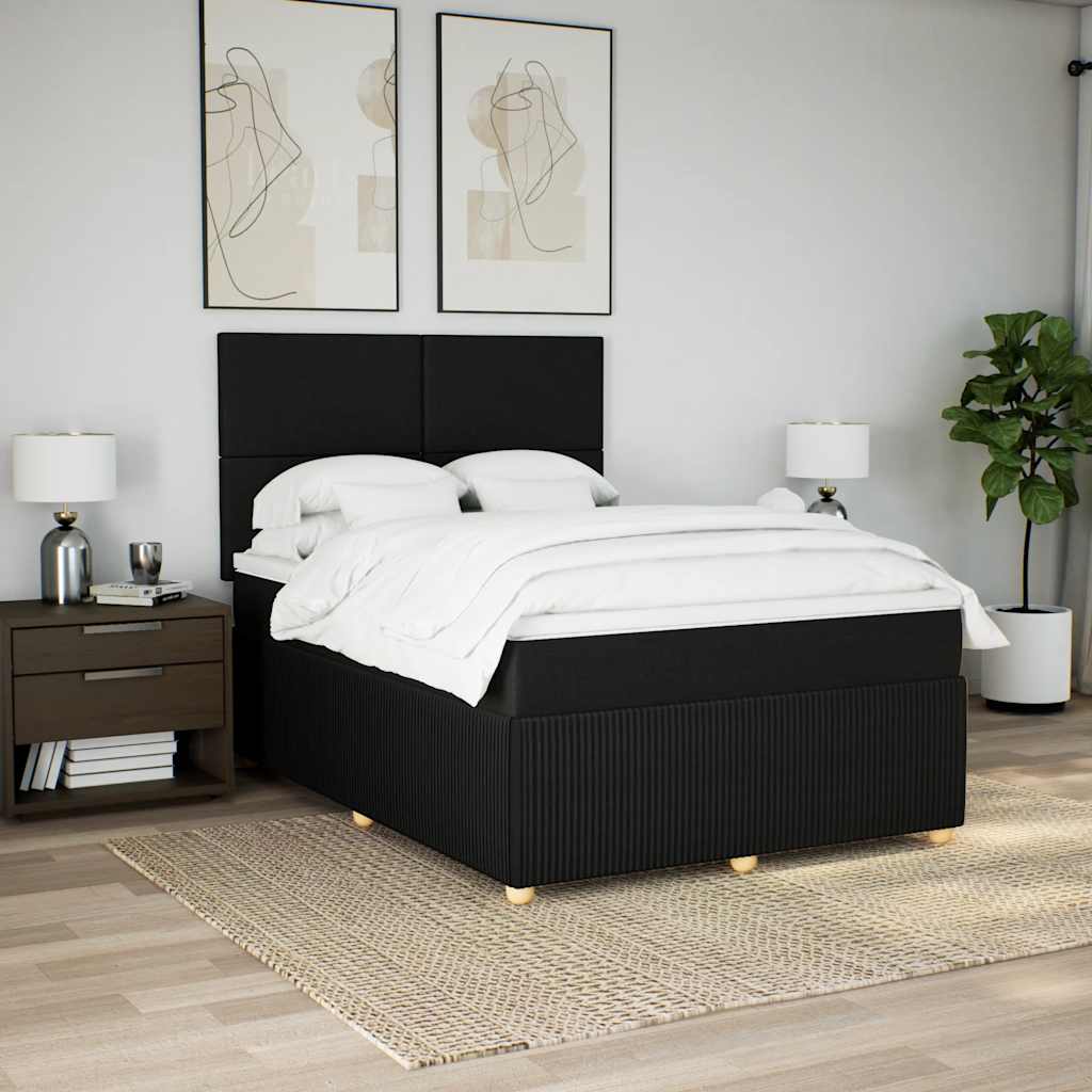 Boxspringbett mit Matratze Schwarz 140x190 cm Stoff