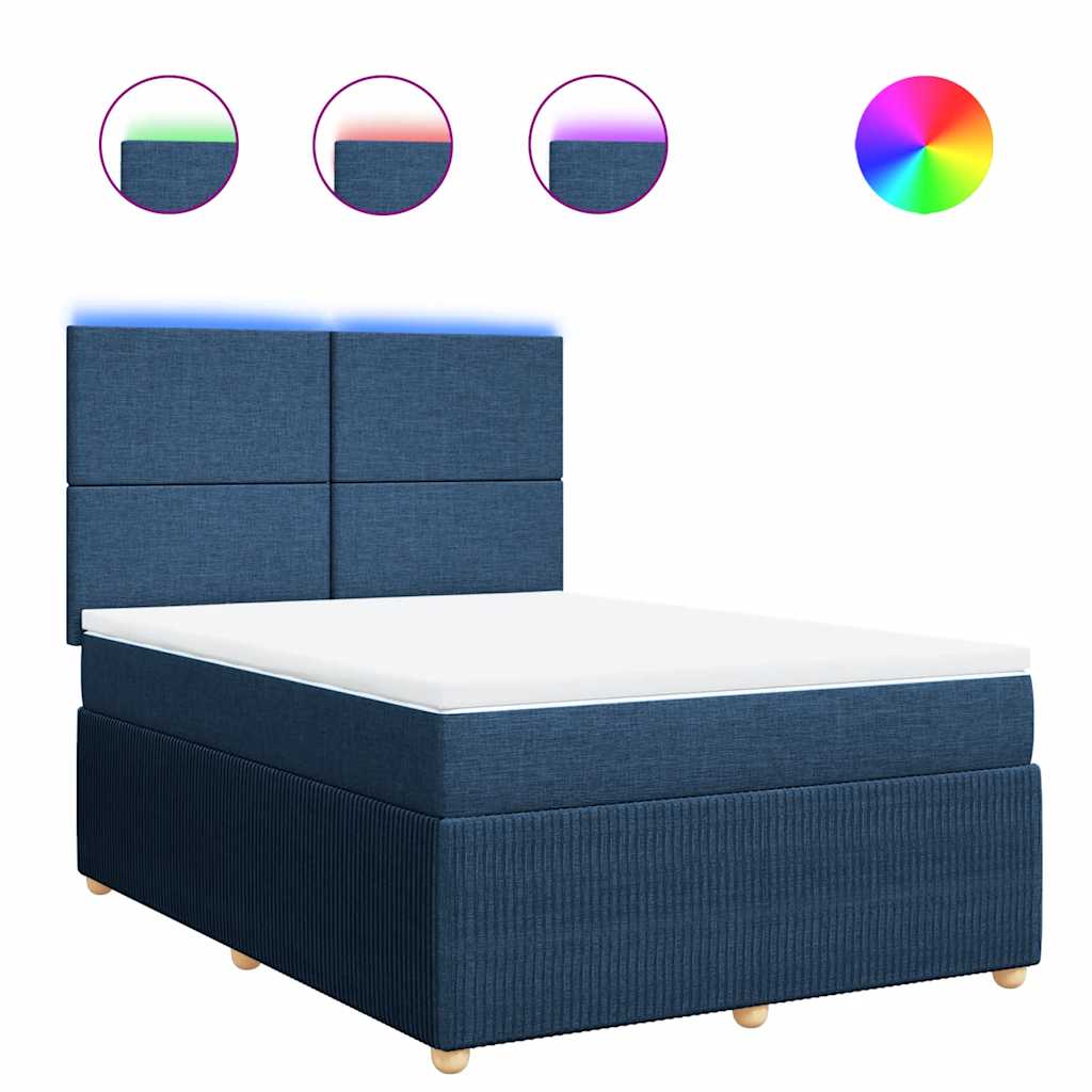 Boxspringbett mit Matratze Blau 140x190 cm Stoff