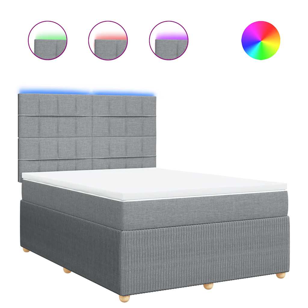 Boxspringbett mit Matratze Hellgrau 140x190 cm Stoff