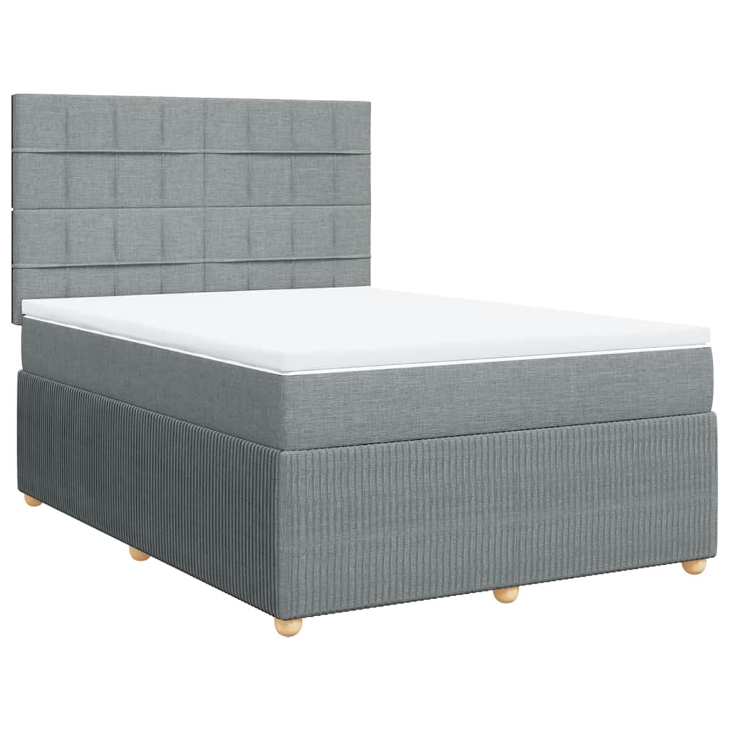 Boxspringbett mit Matratze Hellgrau 140x190 cm Stoff