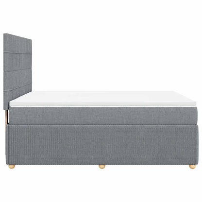 Boxspringbett mit Matratze Hellgrau 140x190 cm Stoff