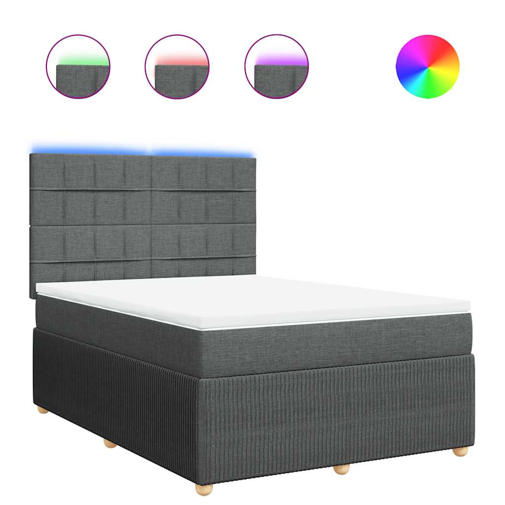 Boxspringbett mit Matratze Dunkelgrau 140x190 cm Stoff