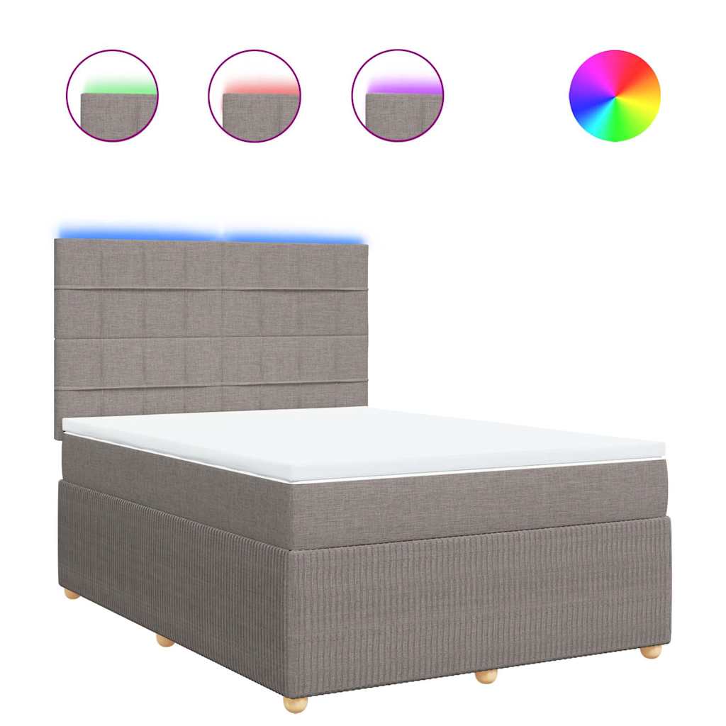 Boxspringbett mit Matratze Taupe 140x190 cm Stoff