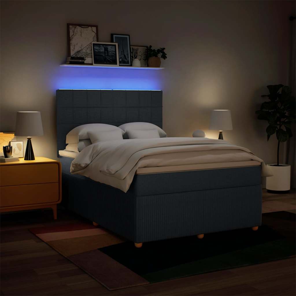 Boxspringbett mit Matratze Blau 140x190 cm Stoff