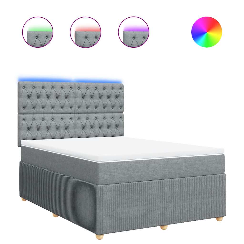 Boxspringbett mit Matratze Hellgrau 140x190 cm Stoff