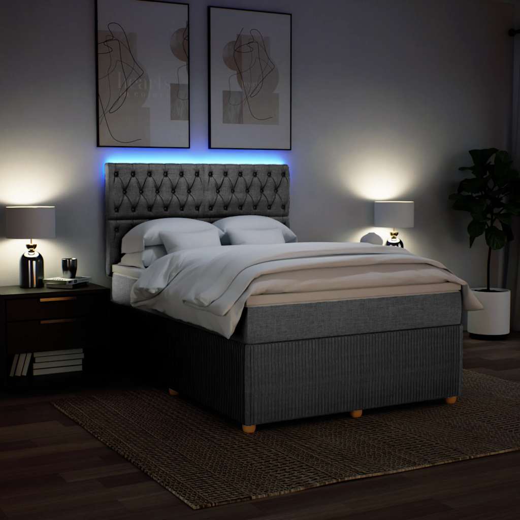 Boxspringbett mit Matratze Hellgrau 140x190 cm Stoff