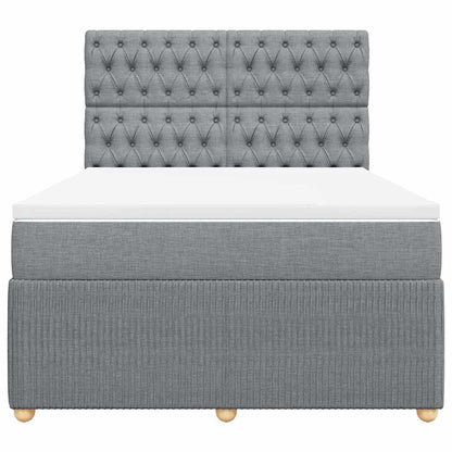 Boxspringbett mit Matratze Hellgrau 140x190 cm Stoff