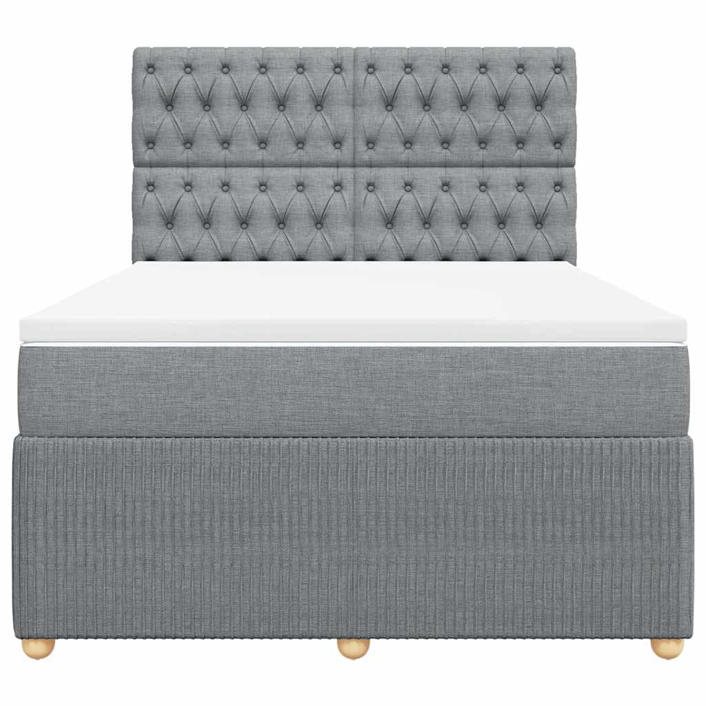 Boxspringbett mit Matratze Hellgrau 140x190 cm Stoff