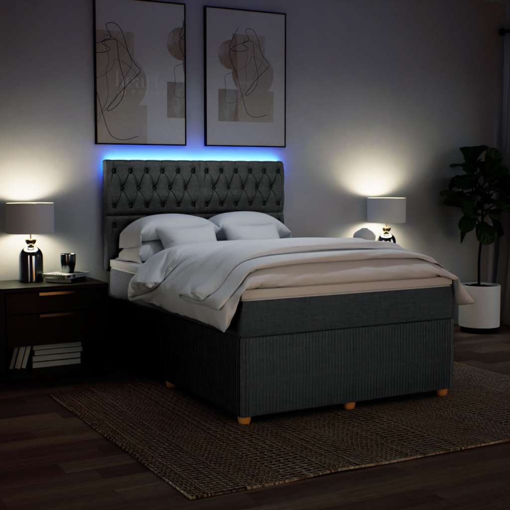Boxspringbett mit Matratze Dunkelgrau 140x190 cm Stoff