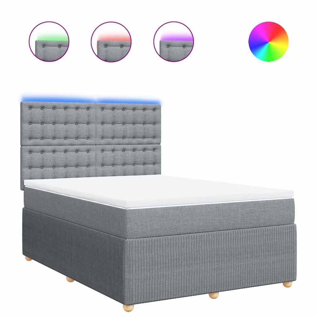 Boxspringbett mit Matratze Hellgrau 140x190 cm Stoff