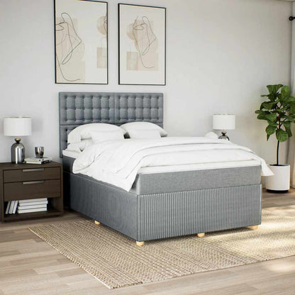 Boxspringbett mit Matratze Hellgrau 140x190 cm Stoff