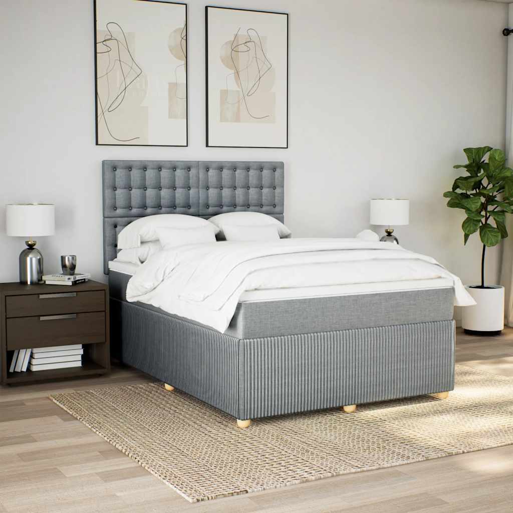 Boxspringbett mit Matratze Hellgrau 140x190 cm Stoff