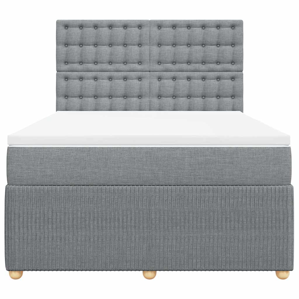 Boxspringbett mit Matratze Hellgrau 140x190 cm Stoff