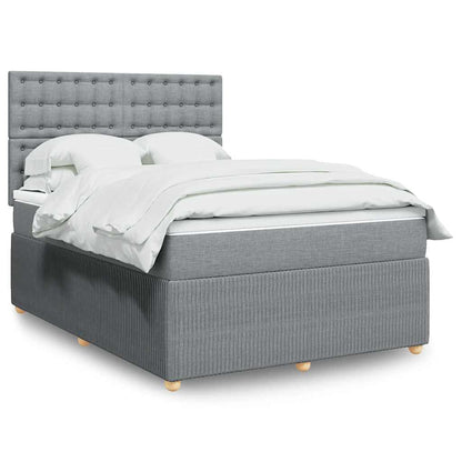 Boxspringbett mit Matratze Hellgrau 140x190 cm Stoff