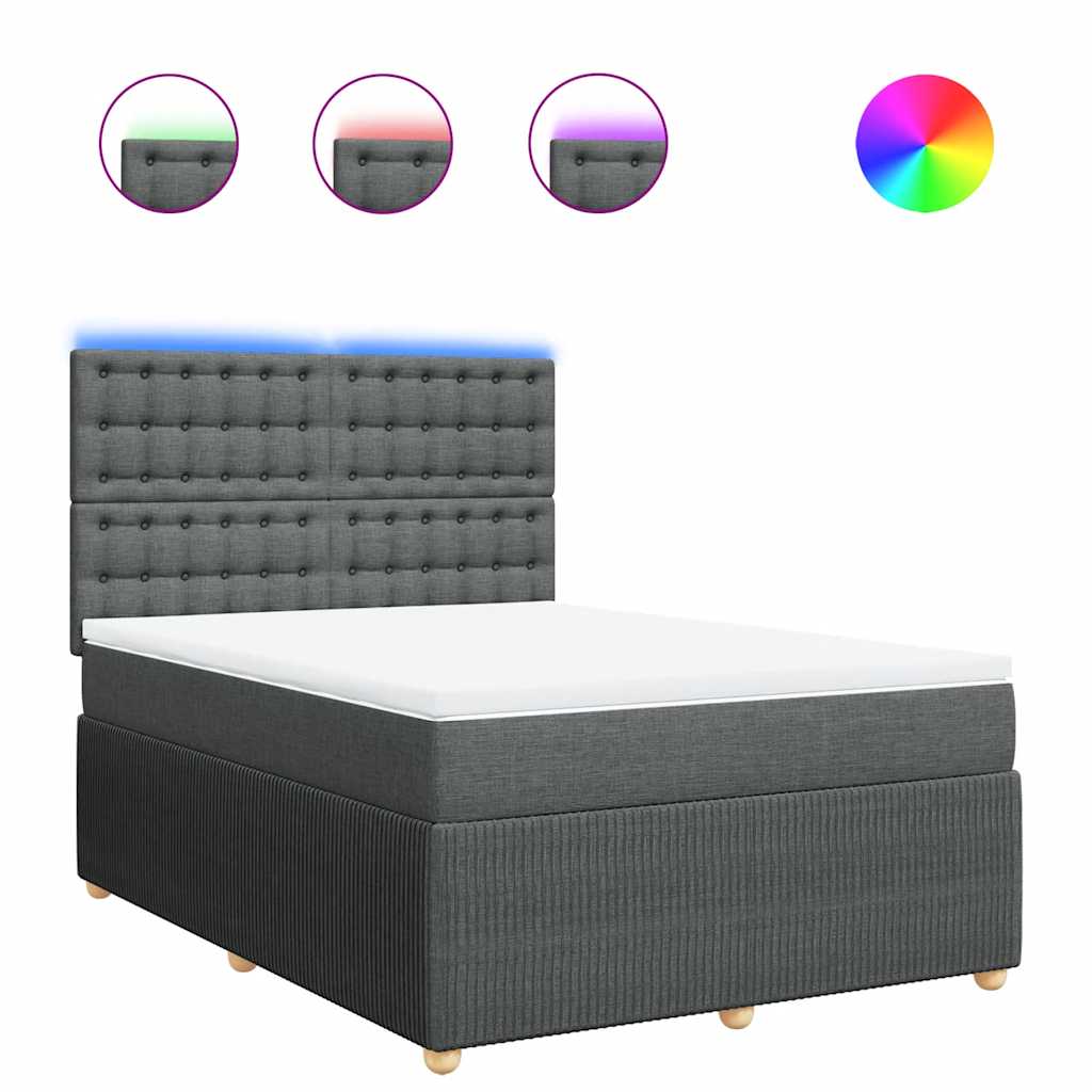 Boxspringbett mit Matratze Dunkelgrau 140x190 cm Stoff