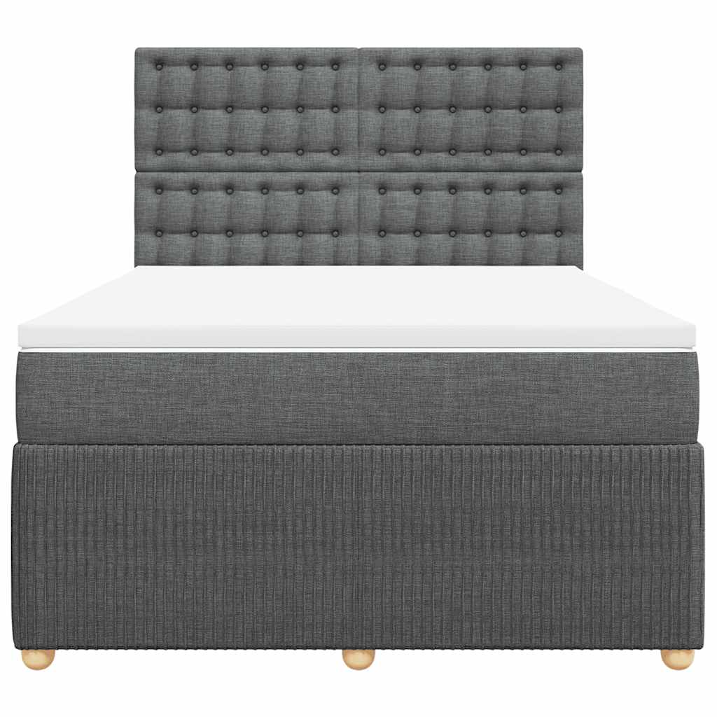 Boxspringbett mit Matratze Dunkelgrau 140x190 cm Stoff