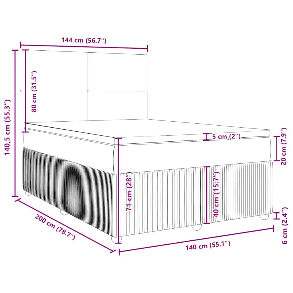 Boxspringbett mit Matratze Creme 140x200 cm Stoff