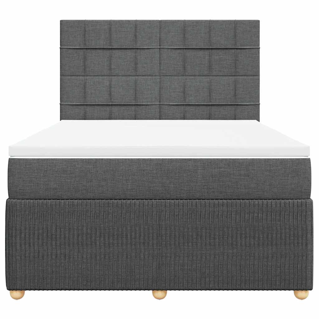 Boxspringbett mit Matratze Dunkelgrau 140x200 cm Stoff