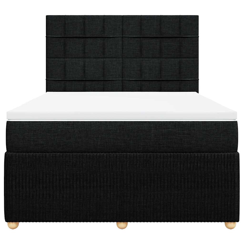 Boxspringbett mit Matratze Schwarz 140x200 cm Stoff