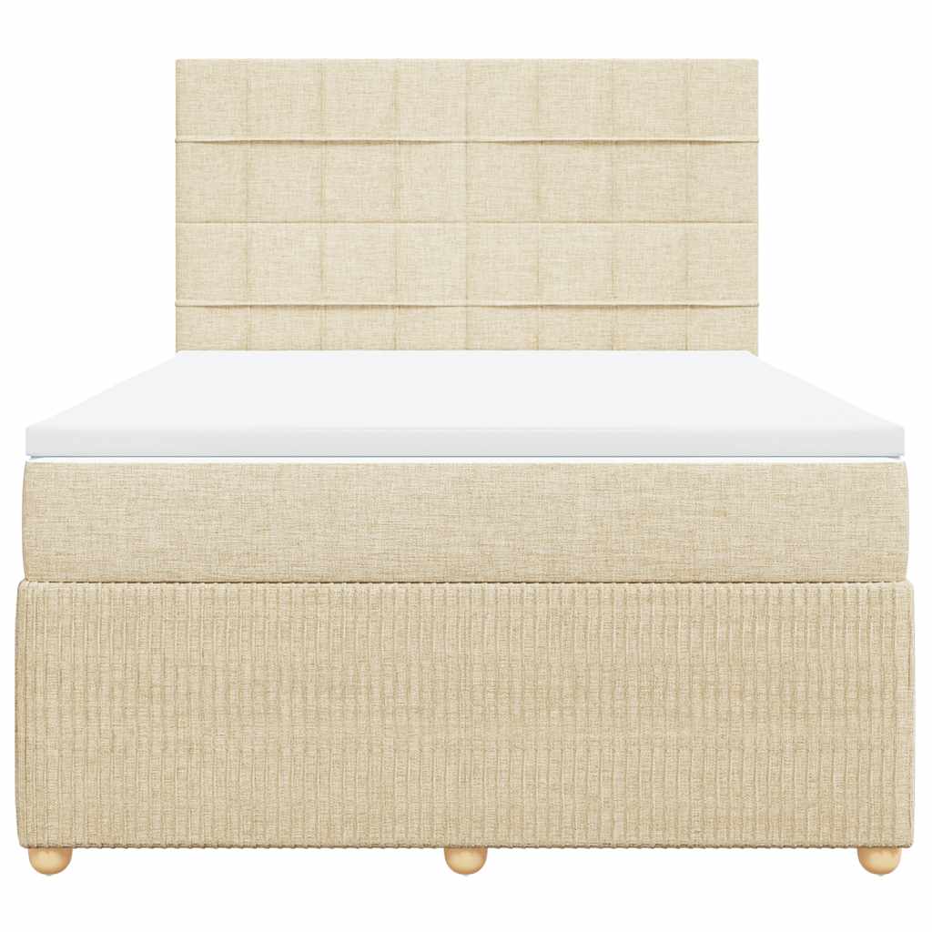 Boxspringbett mit Matratze Creme 140x200 cm Stoff