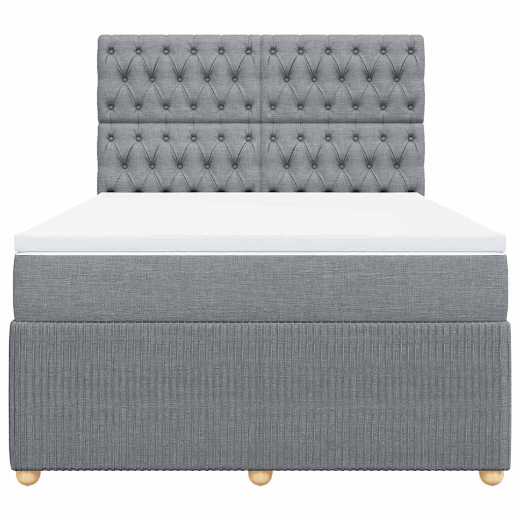 Boxspringbett mit Matratze Hellgrau 140x200 cm Stoff