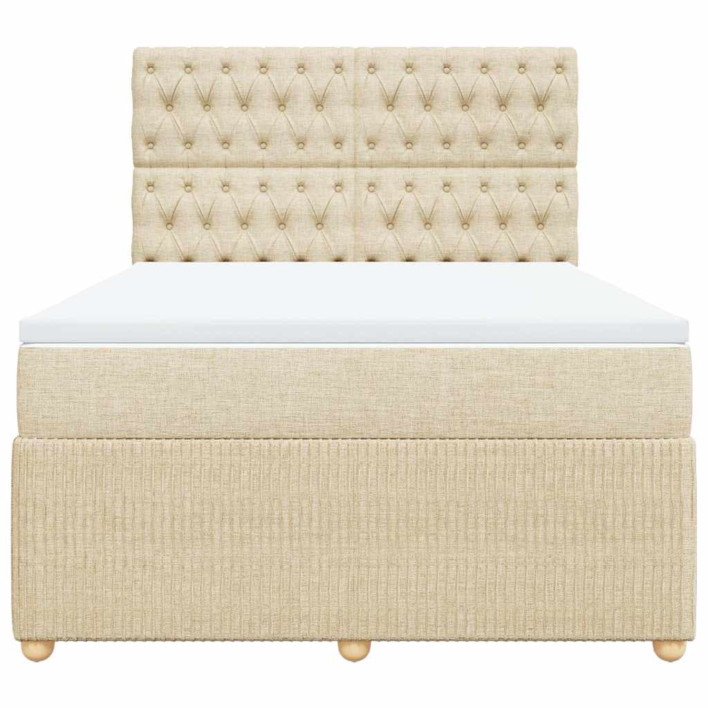 Boxspringbett mit Matratze Creme 140x200 cm Stoff