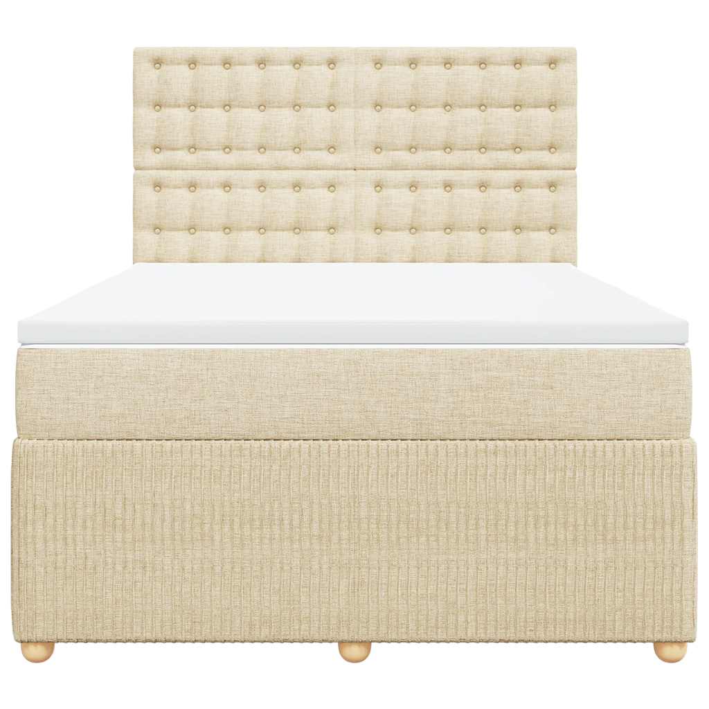 Boxspringbett mit Matratze Creme 140x200 cm Stoff