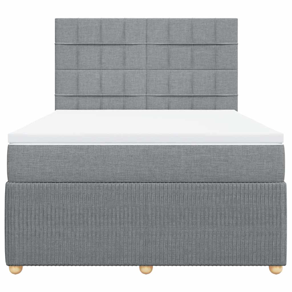 Boxspringbett mit Matratze Hellgrau 160x200 cm Stoff