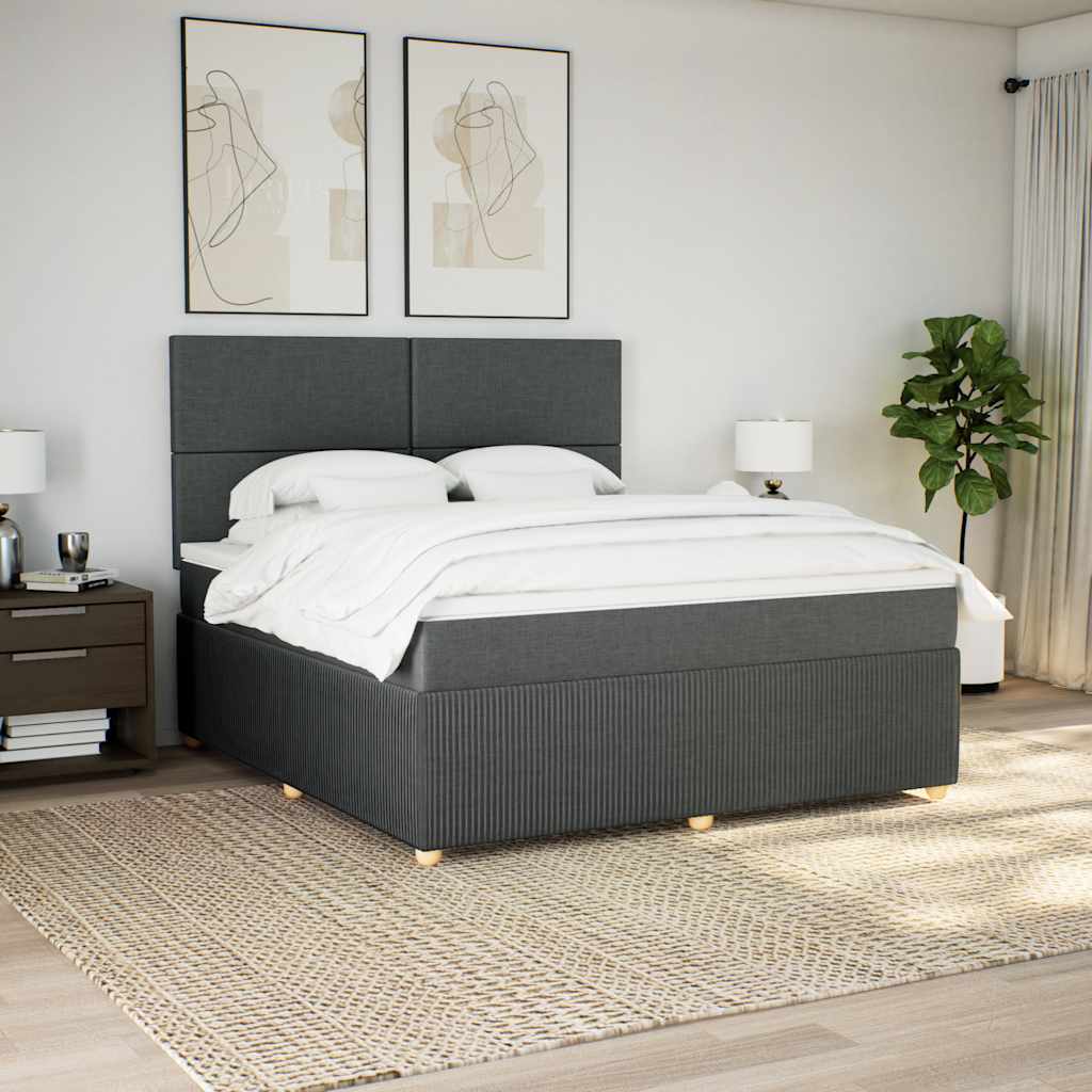 Boxspringbett mit Matratze Dunkelgrau 180x200 cm Stoff