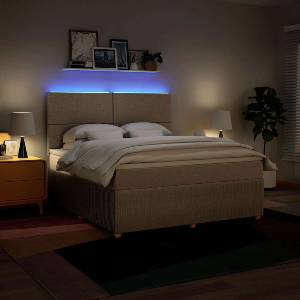 Boxspringbett mit Matratze Creme 180x200 cm Stoff