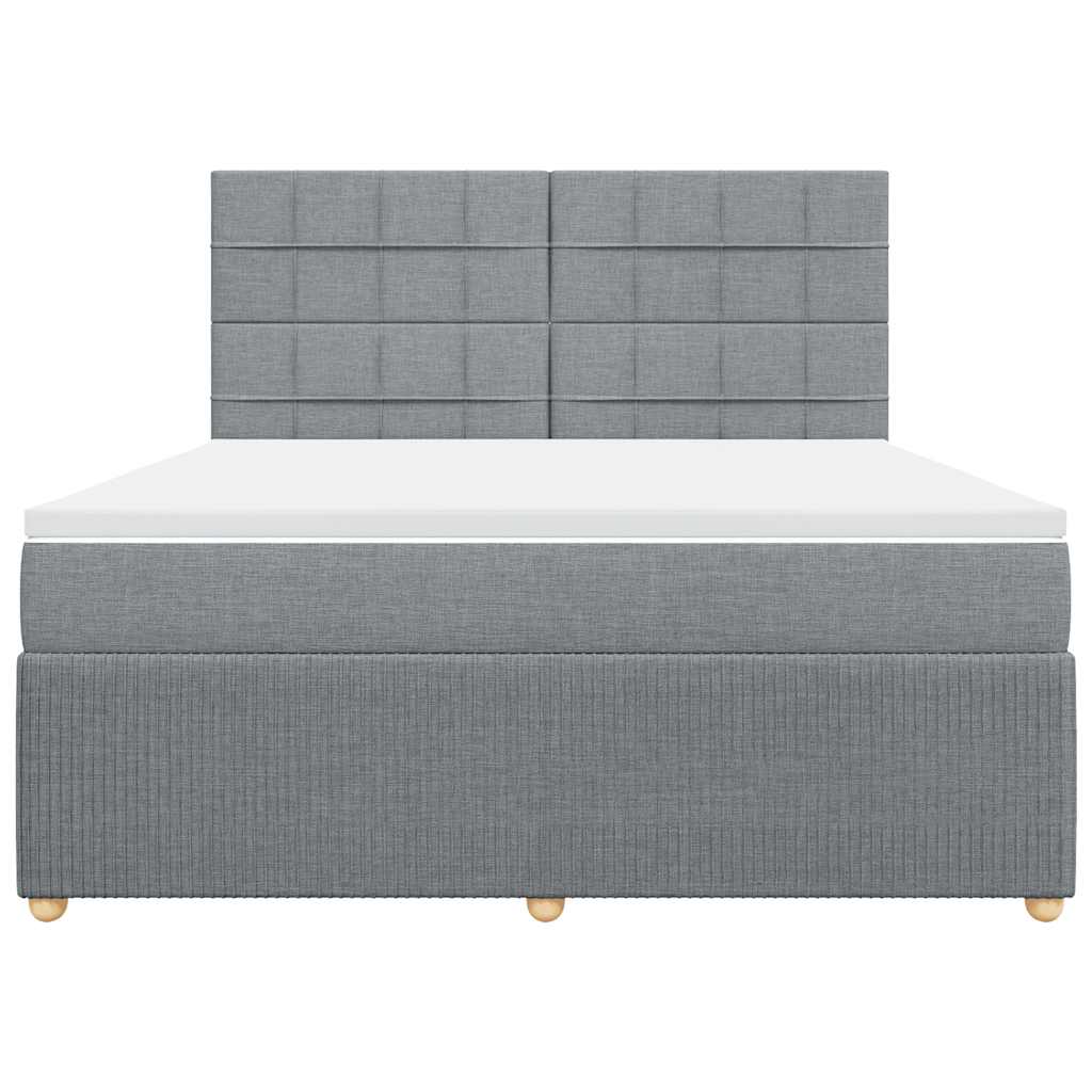 Boxspringbett mit Matratze Hellgrau 180x200 cm Stoff