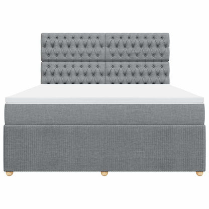 Boxspringbett mit Matratze Hellgrau 180x200 cm Stoff